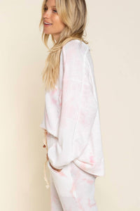 POL Mojito Thermal Knit Top in pink multi - women's top - alternate view