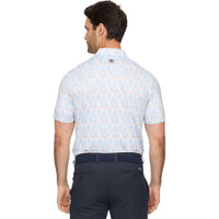 Flags & Anthem Berryville Short Sleeve Floral Print Performance Polo Top in white light blue coral - men's shirt - alternate view