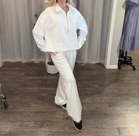 FATE + FORTUNE Mac and Me Seam Detail Pull On Pant in white - women's pants - detail view