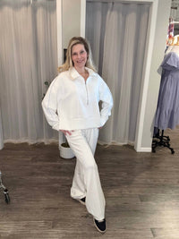 FATE + FORTUNE Mac and Me Seam Detail Pull On Pant in white - women's pants - alternate view