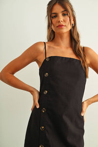 Miou Muse - Button Detail Linen Long Dress