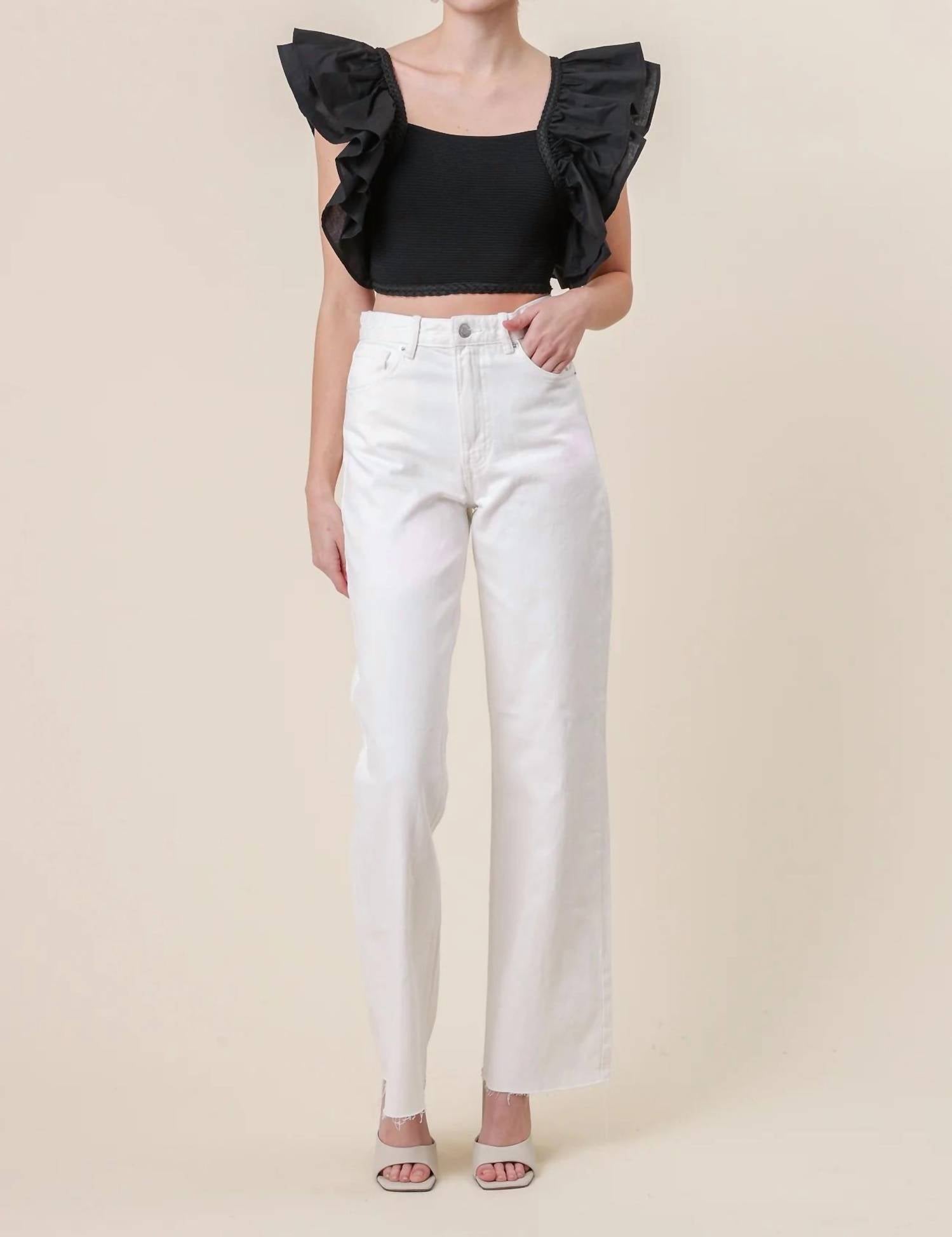 Line And Dot - Mara Short Flutter Sleeves Top