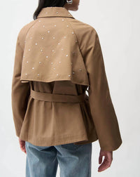 Joseph Ribkoff - Short Trench Coat With Belt & Rhinestones