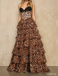 Sherri Hill Corset Bodice Strapless Dress in animal print - women's dress
