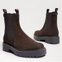 Sam Edelman Women's Laguna Chelsea Boots in dark brownstone suede - women's shoe - detail view