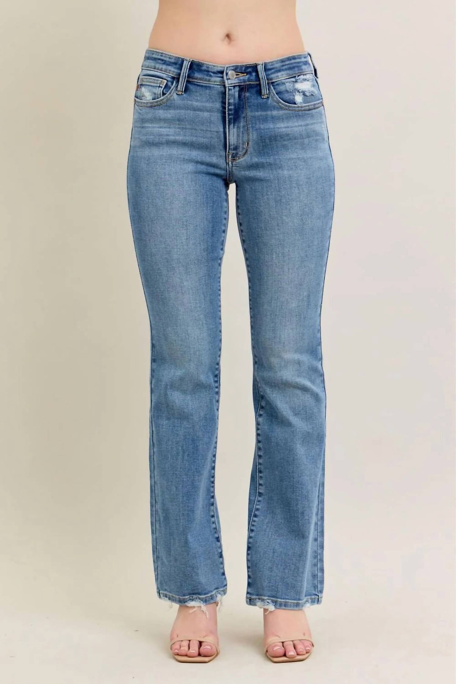 Judy Blue - Mid-rise Vintage Wash Boot Cut Jeans