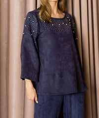Joh - Annie Suede Top With Studs And Pearls