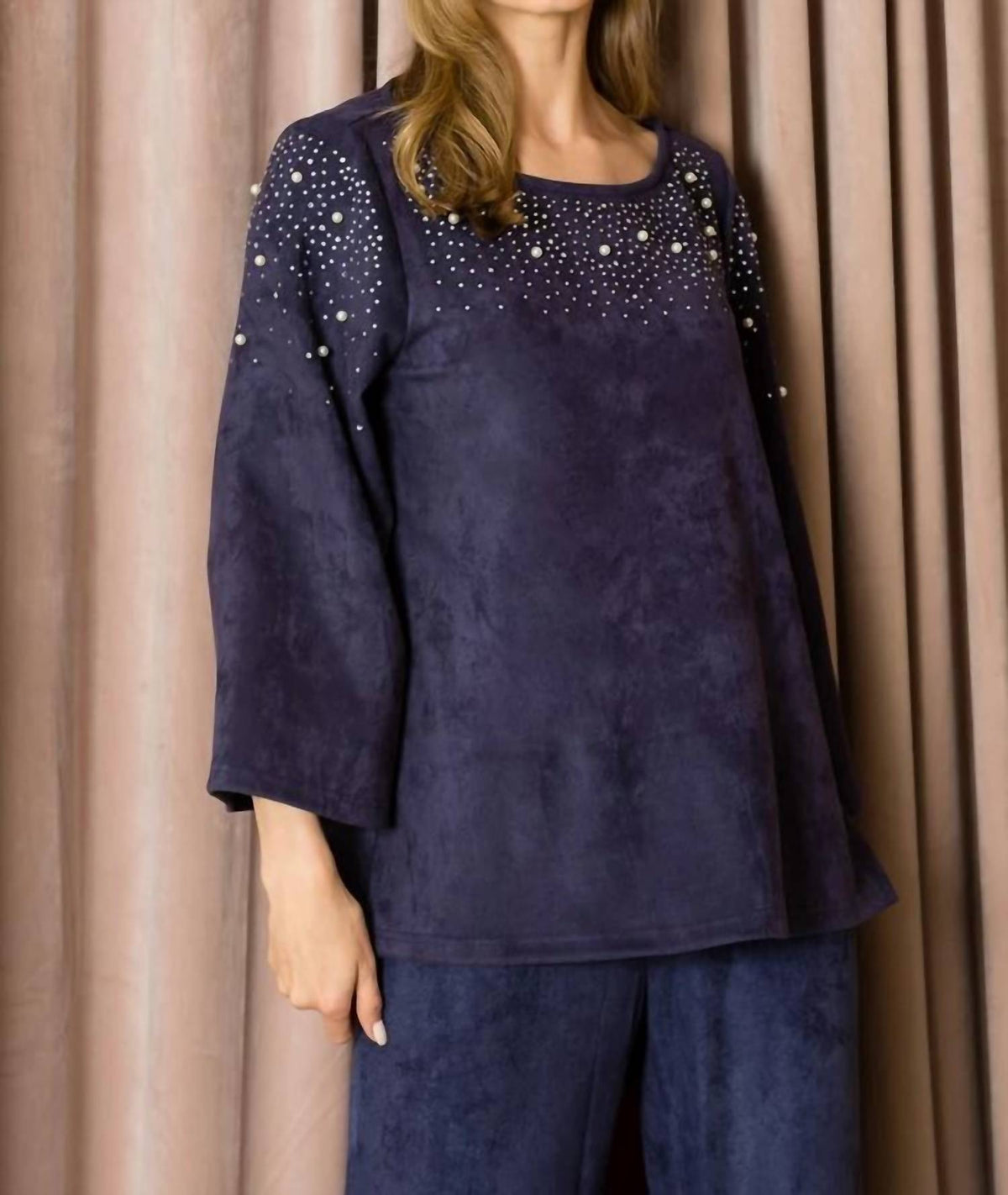 Joh - Annie Suede Top With Studs And Pearls