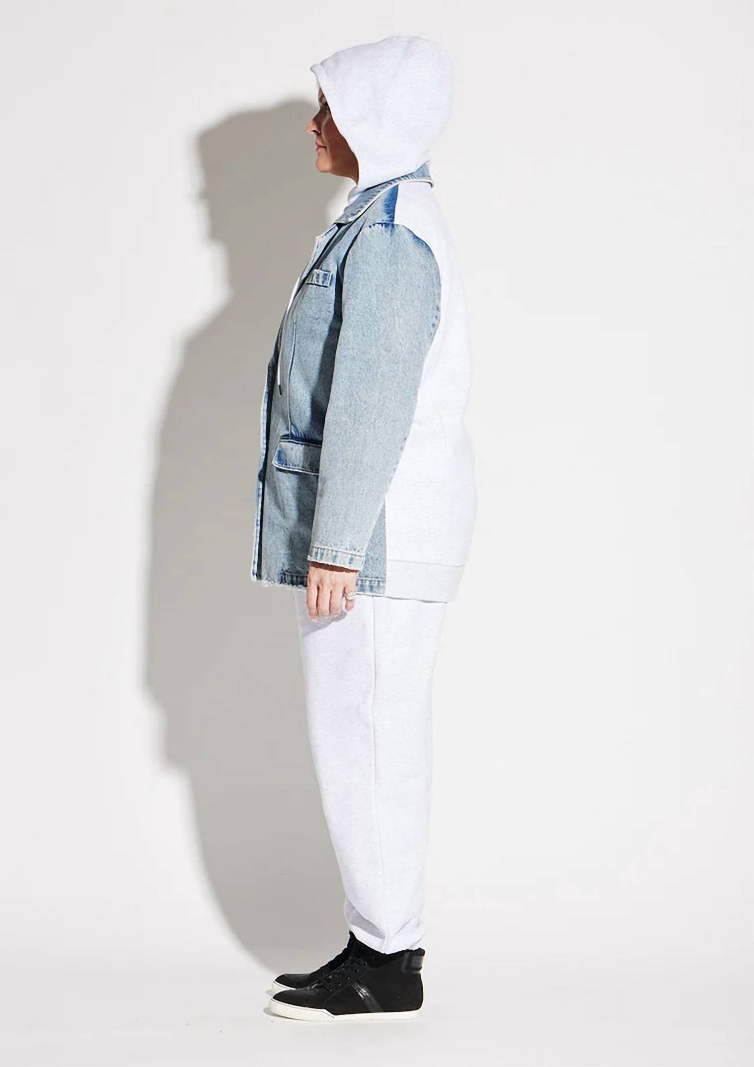 Circular Path - Hooded Denim Blazer