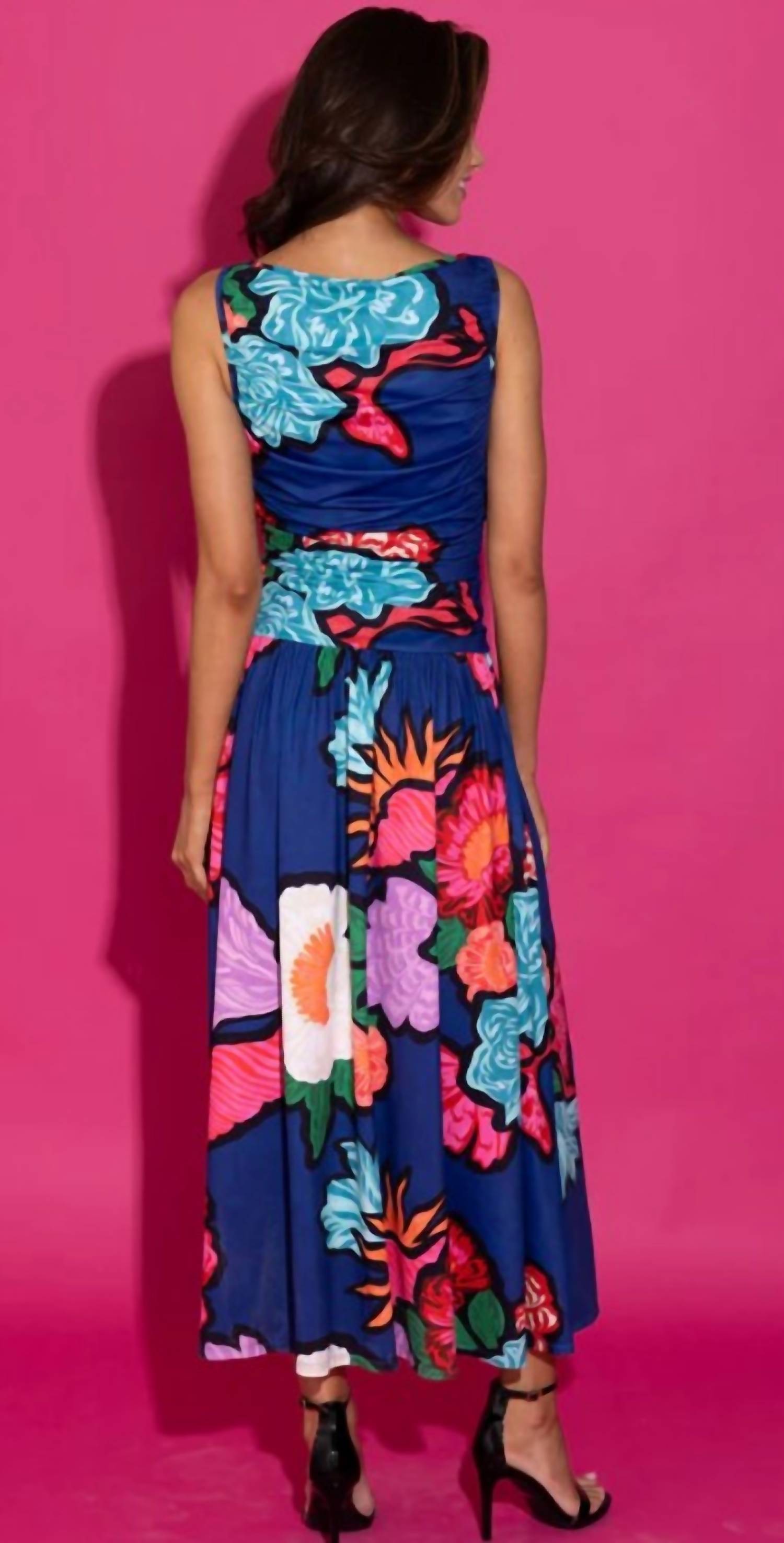 Alden Adair Quincy Dress in navy floral - women's dress - detail view