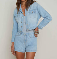 L'Agence - Koda Cropped Chambray Jacket