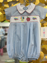 Lulu Bebe - Boy's School Embroidered Bubble Romper
