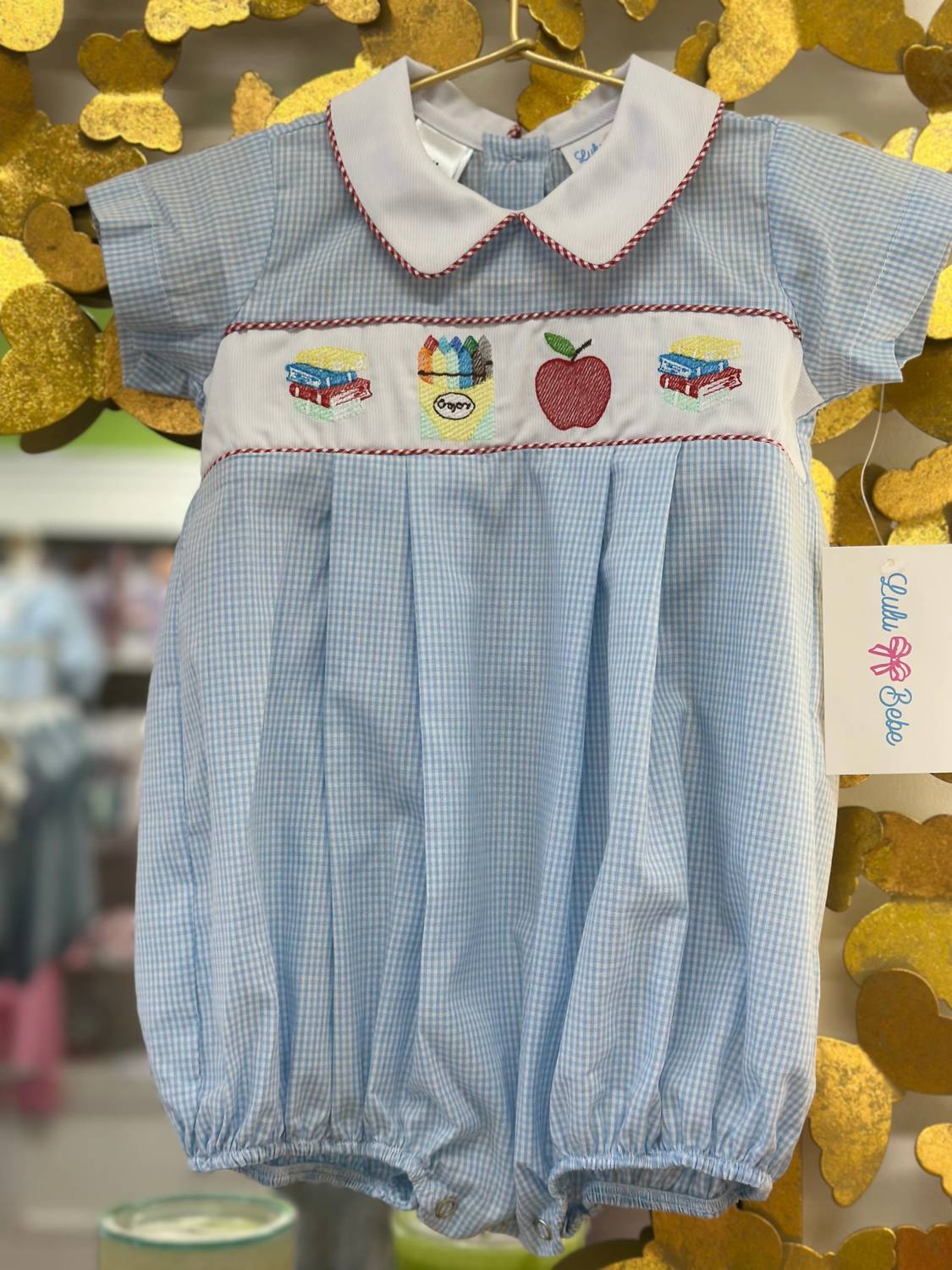 Lulu Bebe - Boy's School Embroidered Bubble Romper