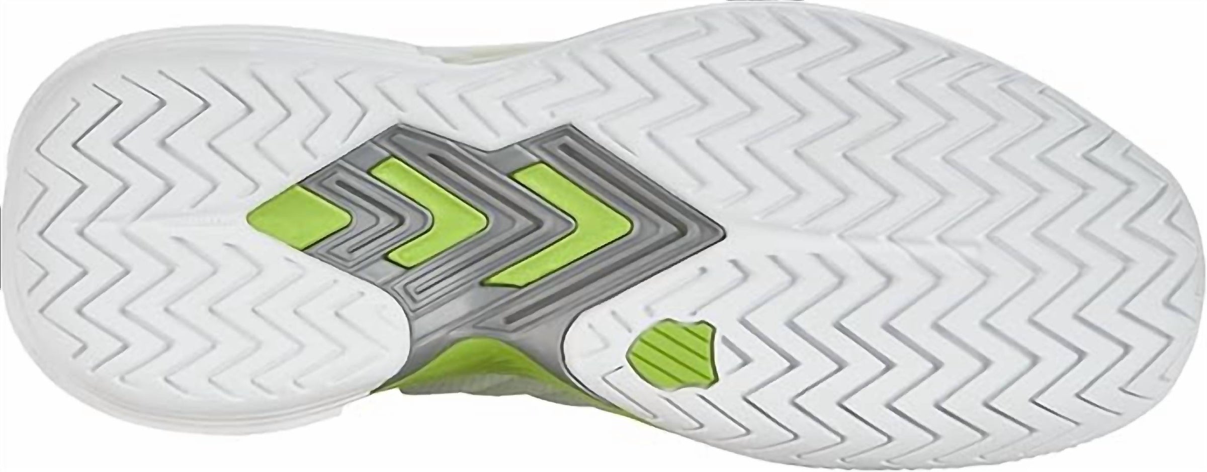 K-Swiss Women's Ultrashot 3 Grass Tennis Shoe in white gray violet lime green - women's shoe - detail view