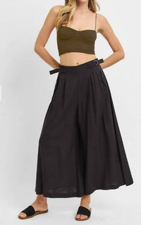 RISEN Wide Leg Linen Pants in black - women's pants