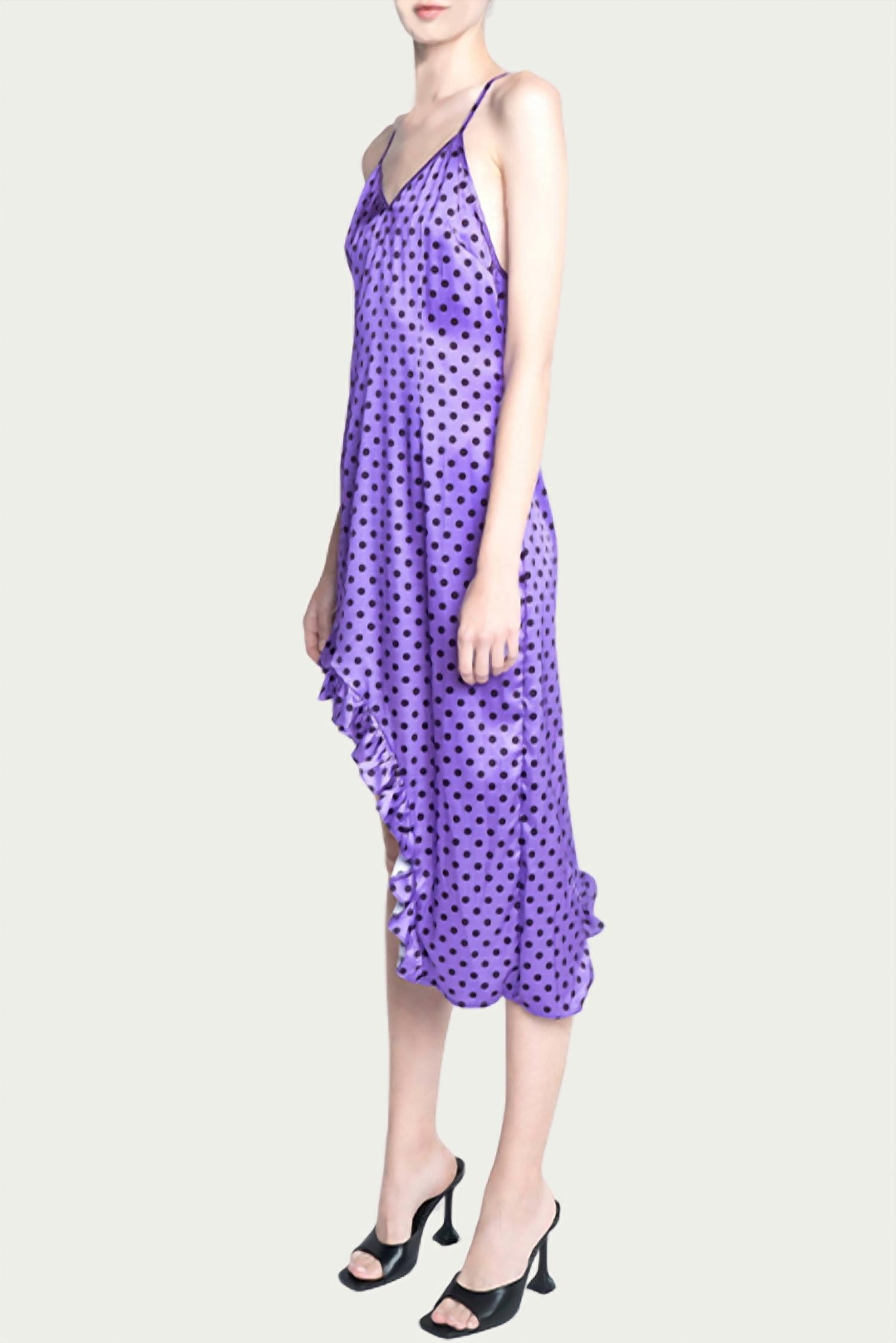 NEBULA ASYMMETRIC RUFFLED SILK DRESS