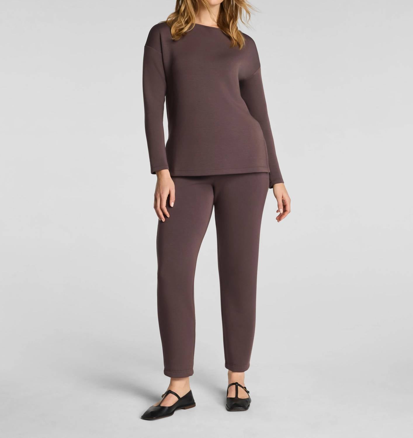 Spanx Airessentials Boatneck Tunic in dark cacao - women's shirt - alternate view