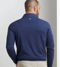PETER MILLAR Ardent Air Performance Quarter-zip Pullover in navy - men's sweater - detail view