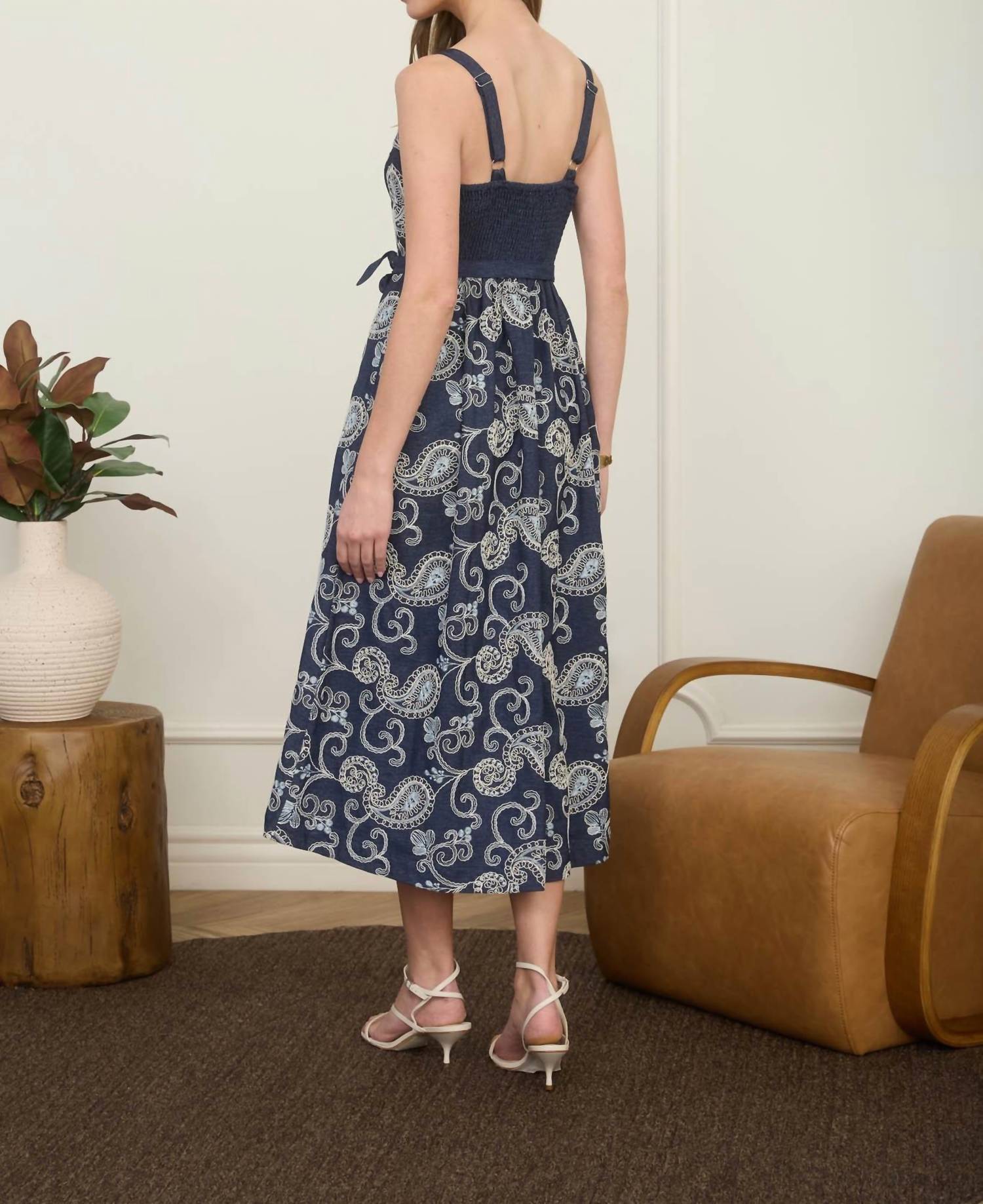 Zoe And Claire - Paisley Strap Denim Dress