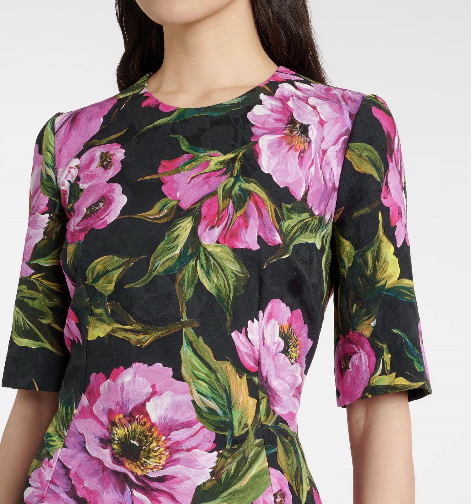 Dolce & Gabbana WOMEN'S FIT AND FLARE DRESS in peony print in black peony - women's intimate - view 4