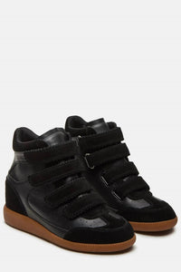 STEVE MADDEN Women's High Top Velcro Wedge Sneaker in black - women's sneaker