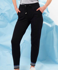 french kyss Women's Color Block Jogger Pants in black denim - women's pants - detail view