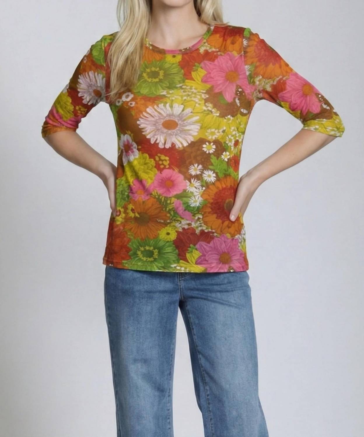 Apny - Floral Mesh Top
