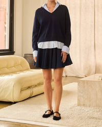 Skies Are Blue - Taylor Pinstripe Skater Mini Skirt