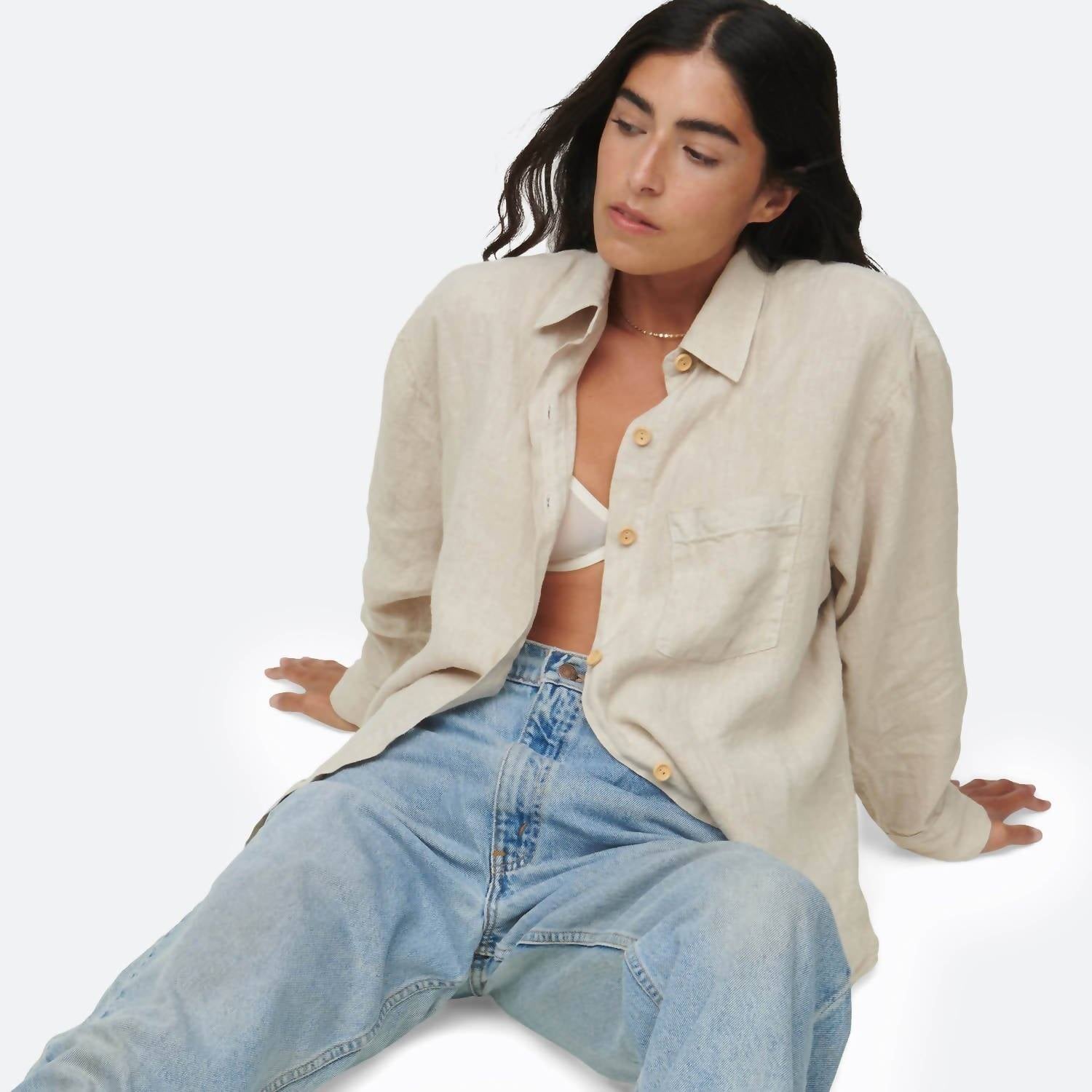 Mate - Linen Oversized Long Sleeve Shirt