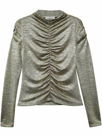 Fifteen Twenty Ruched Selena Top in gold dust 1 - women's long sleeve top - alternate view