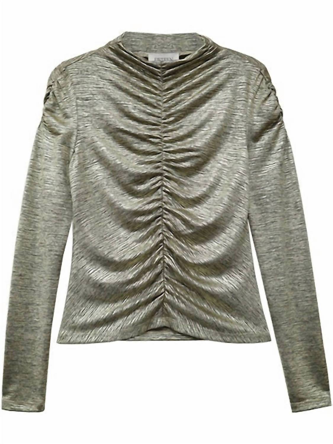 Fifteen Twenty Ruched Selena Top in gold dust 1 - women's long sleeve top - alternate view