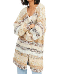 ALLISON NEW YORK Jodie Chunky Open Front Cardigan in multi ivory - women's cardigan - alternate view