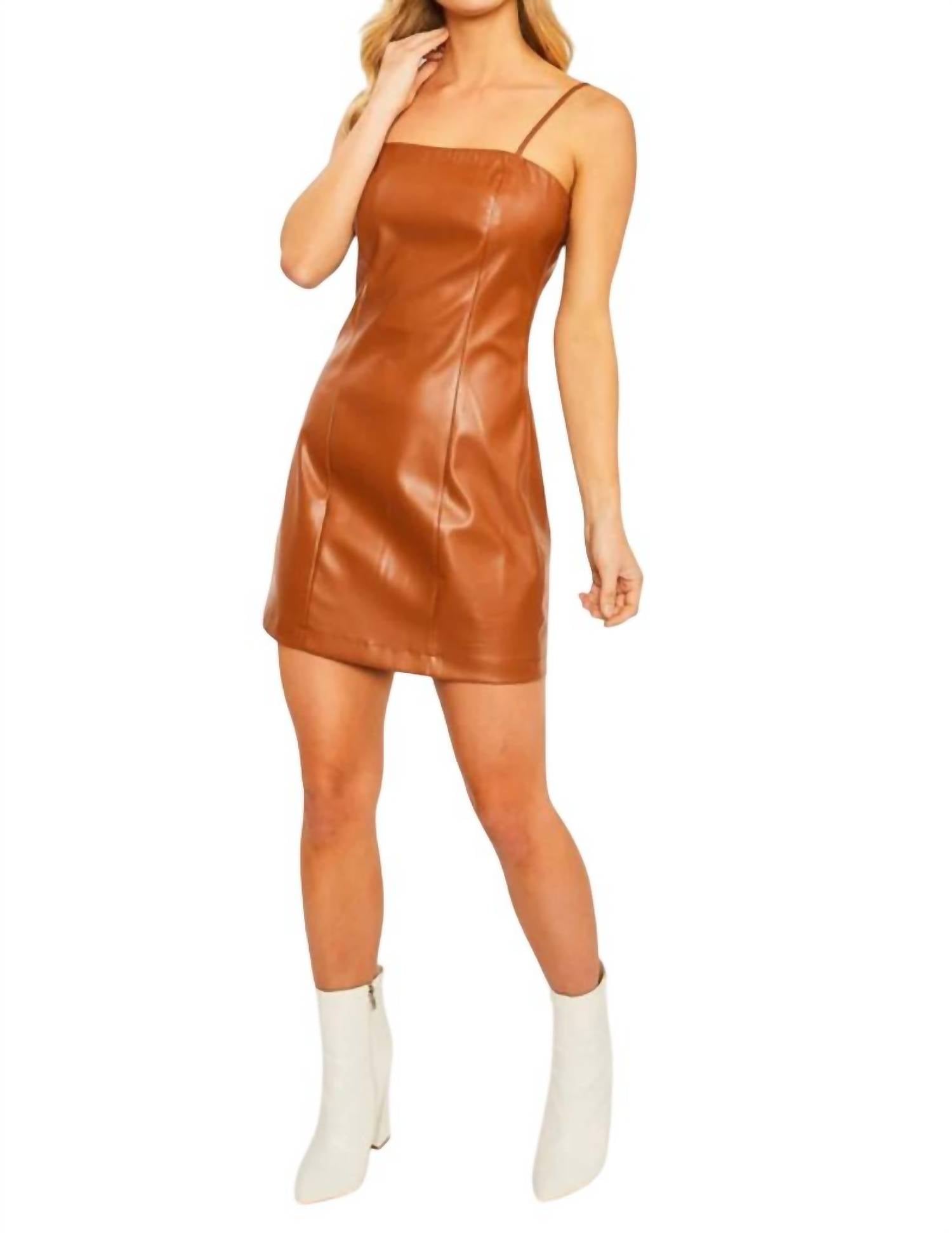 Love Tree - Janis Vegan Leather Strap Mini Dress