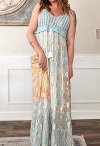 Pol - Crochet Golden Accent Boho Maxi Dress
