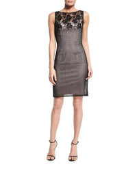 Aidan Mattox - Sleeveless Illusion Neck Lace Dress