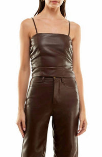 Wayf - Rodeo Drive Faux Leather Crop Tank Top