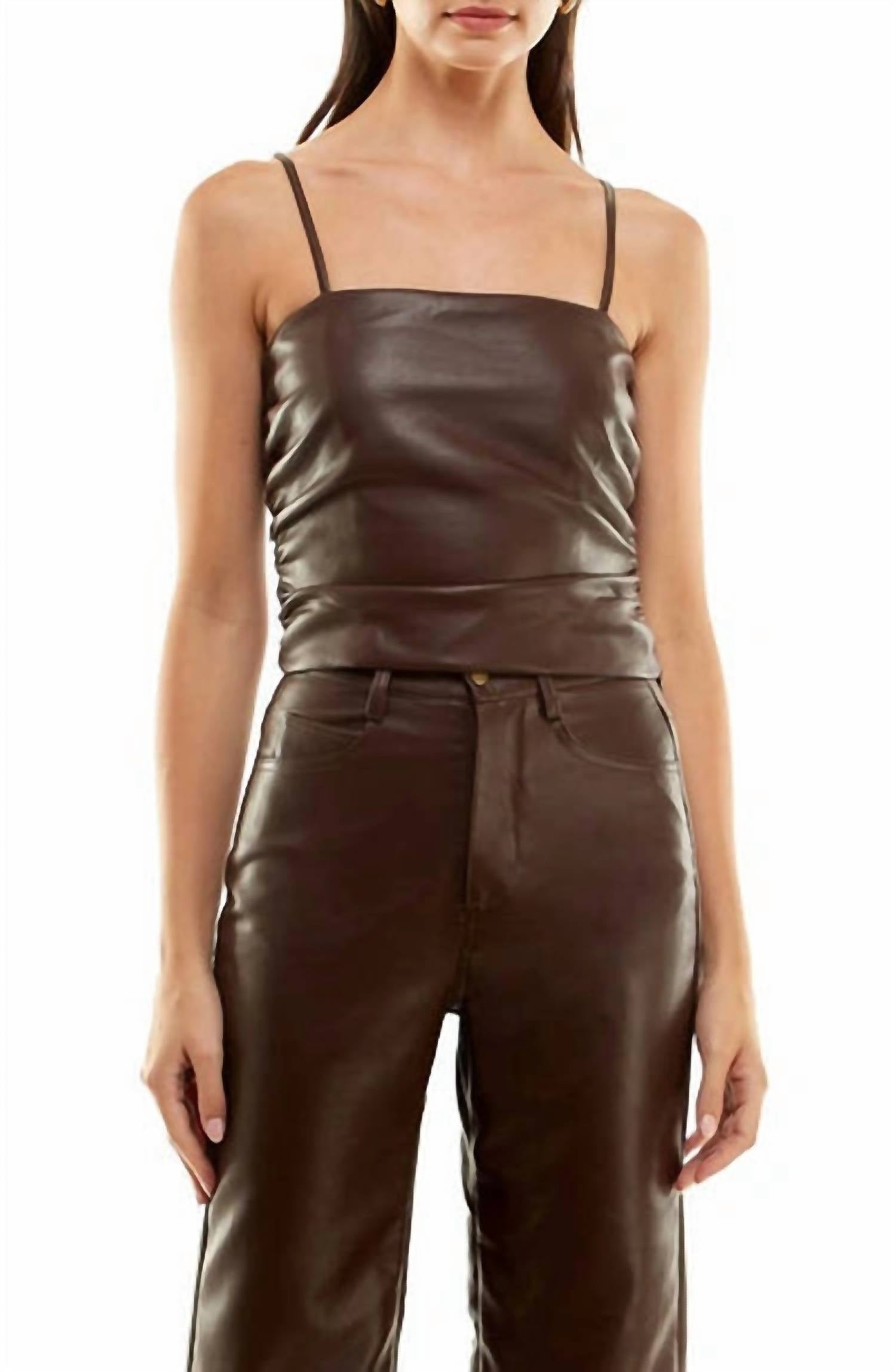Wayf - Rodeo Drive Faux Leather Crop Tank Top