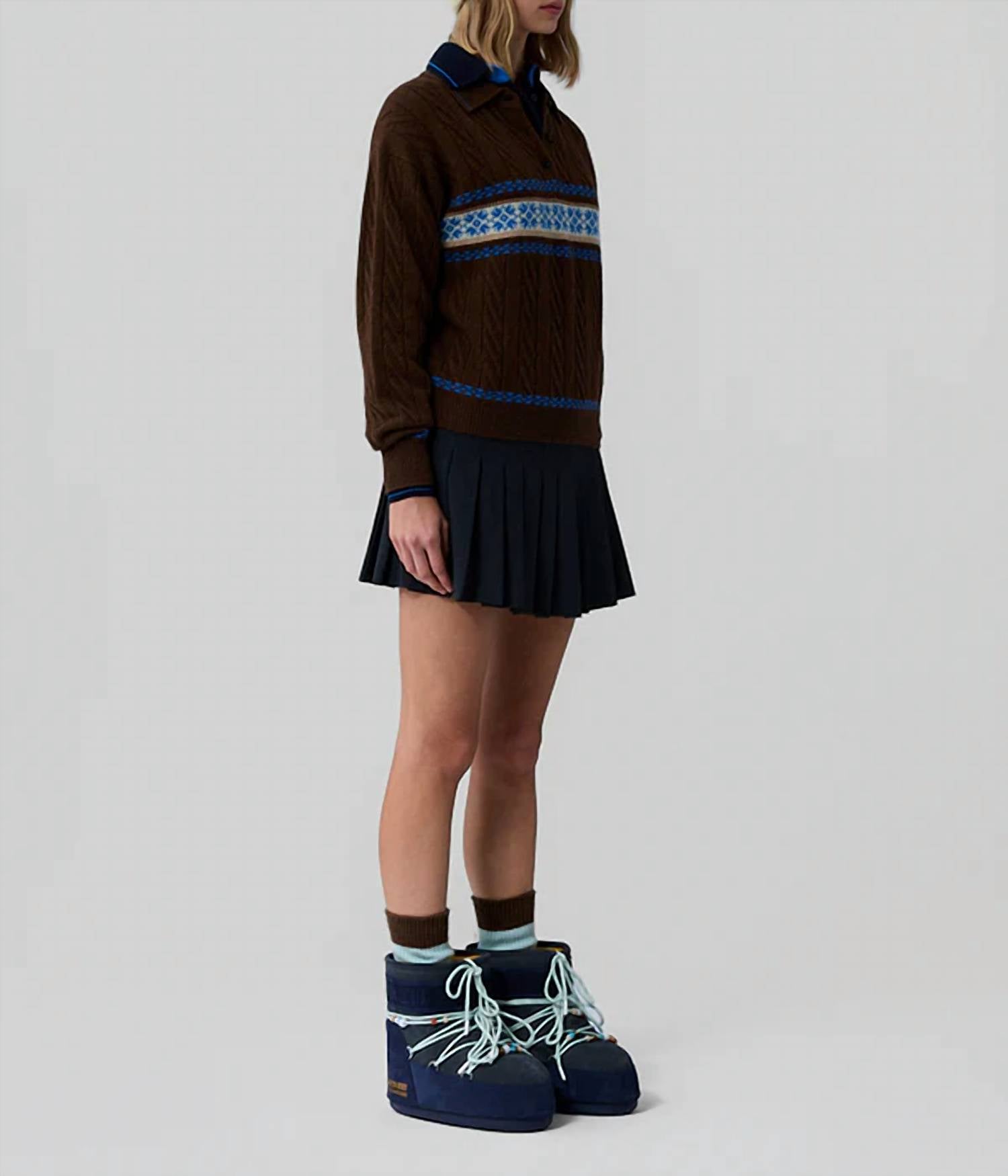 Guest In Residence - Cable Collegiate Polo Sweater