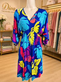 White Birch - Tropical Leaf Meadow Midi Dress