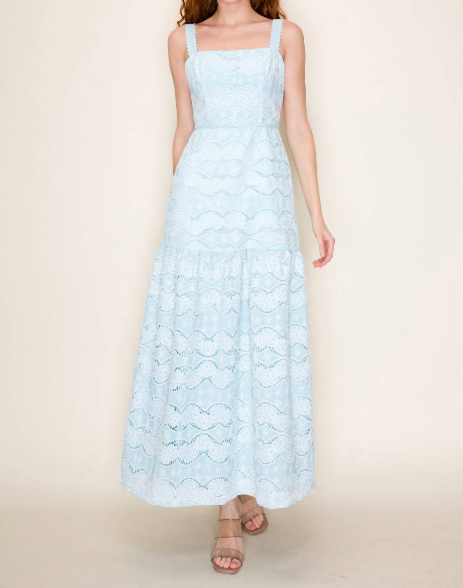 B.Right - Floral Crochet Lace Print Midi Dress