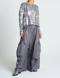 Planet By Lauren G. - Pima Cotton Mini Foil Cable Crewneck Sweater