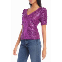 Fifteen Twenty - Puff Sleeve Sequin Top