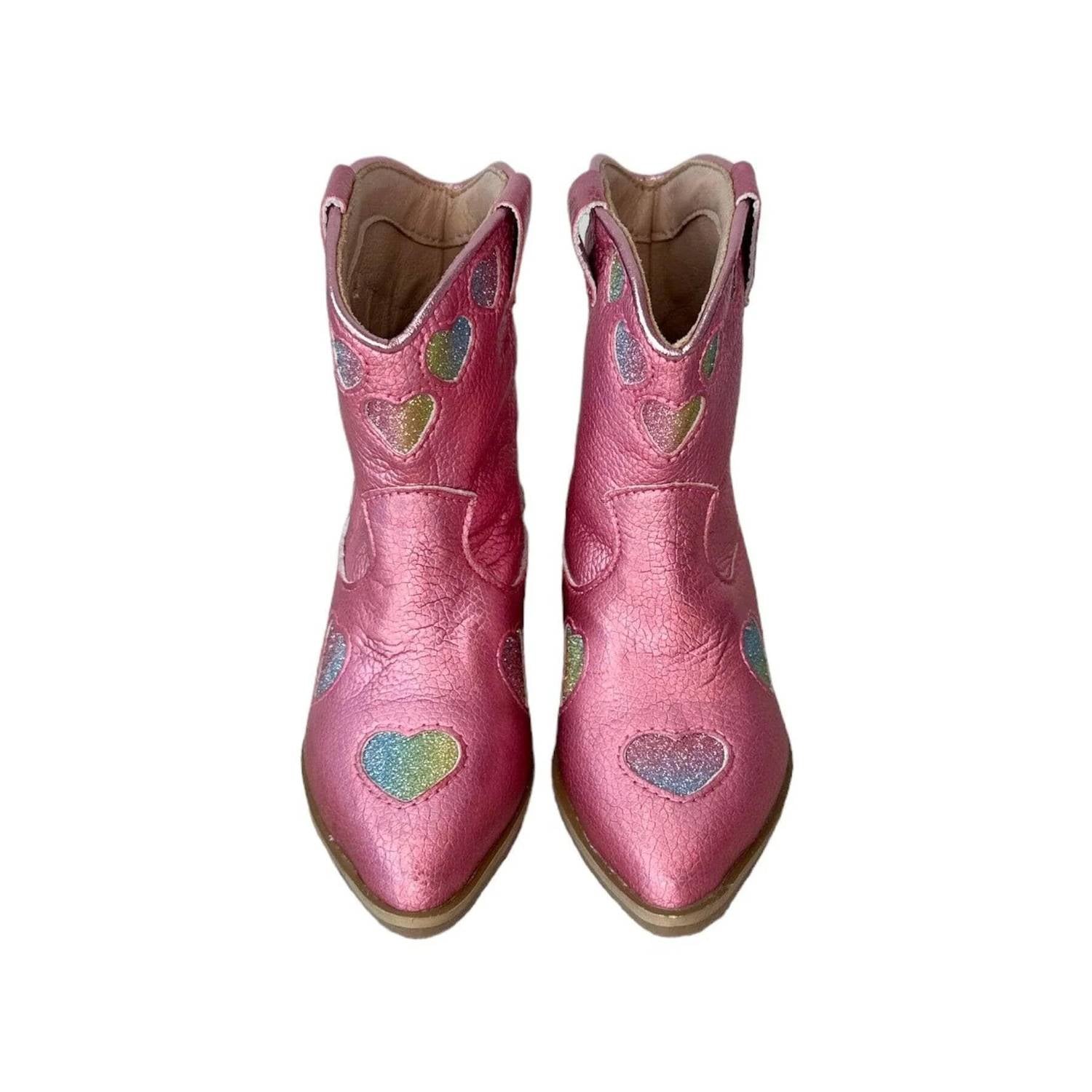 Lola + The Boys - Girls Iridescent Heart Cowgirl Boots