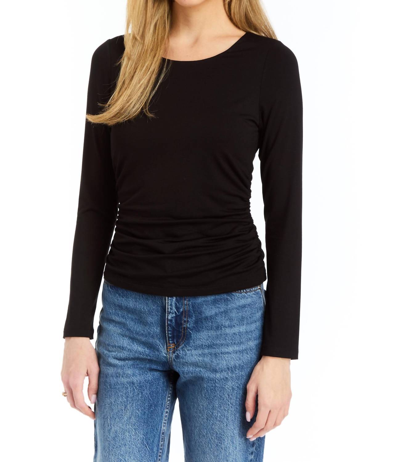 DREW Pansy Shirt in black - women's long sleeve top