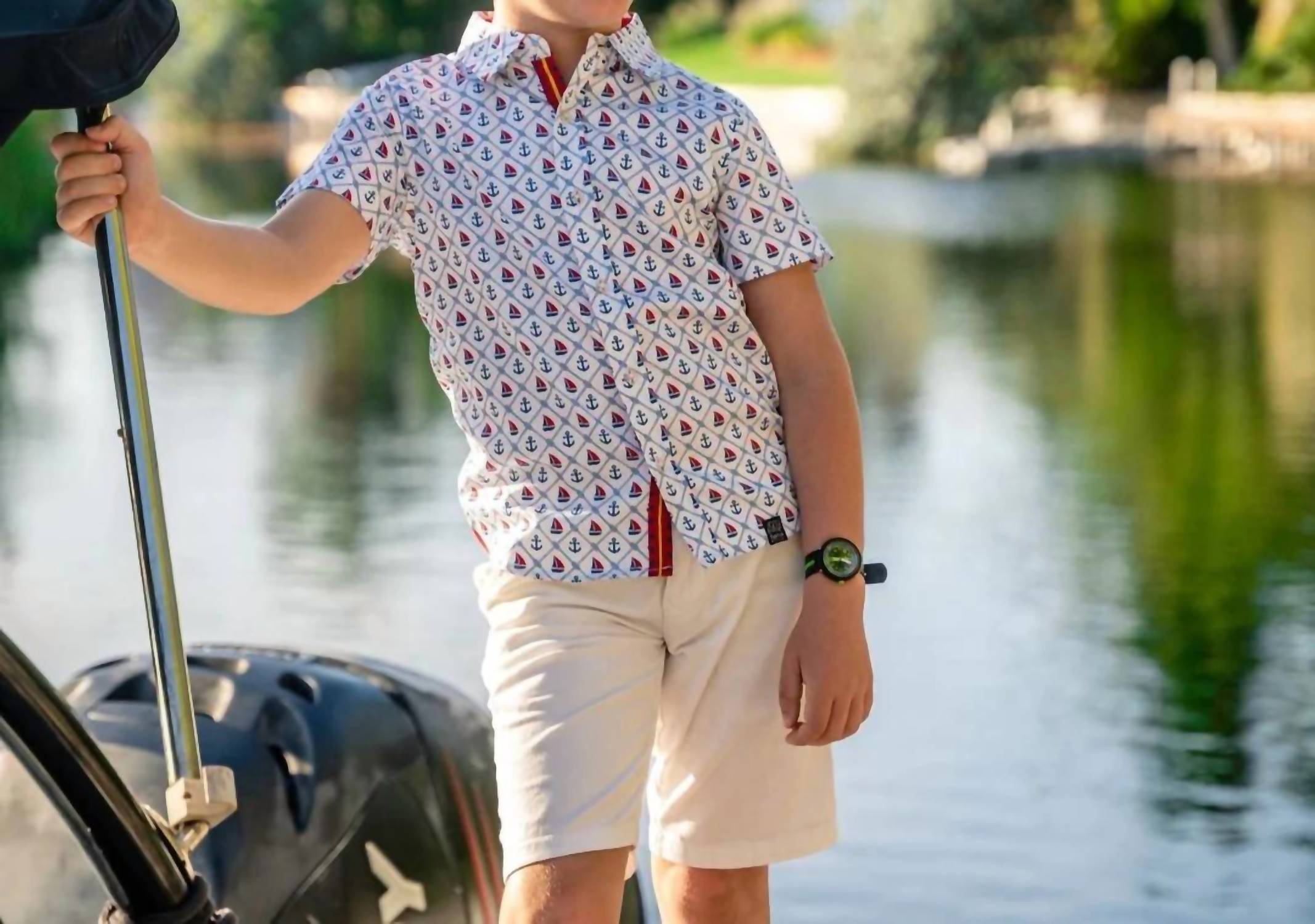 Tuktuk Designs - Anchors Aweigh Button-up Short Sleeve Shirt