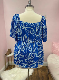 Plus Size Square Neck Print