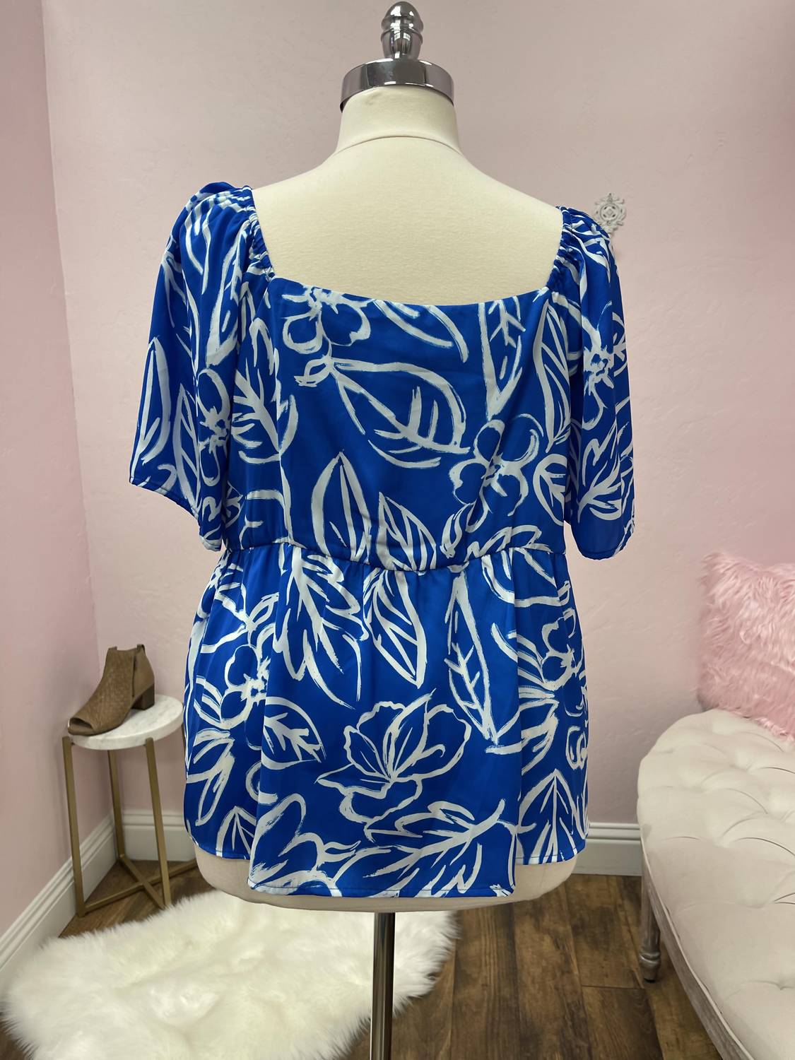 Plus Size Square Neck Print
