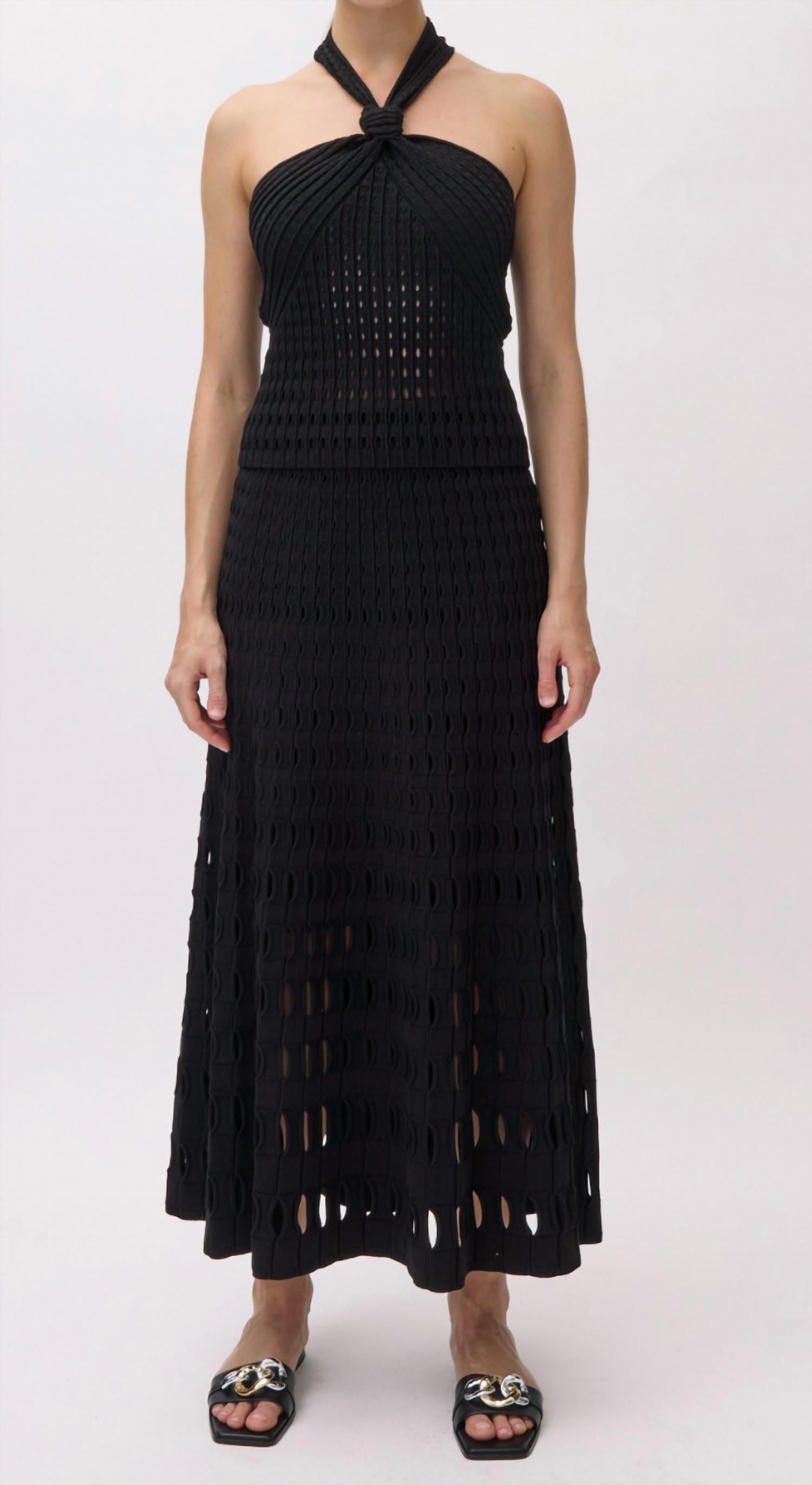 SIMKHAI Drue Midi Skirt in black - women's skirt