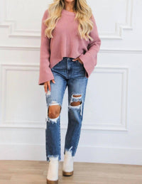 Kancan - Stevenson High Rise Distressed Straight Leg Jeans