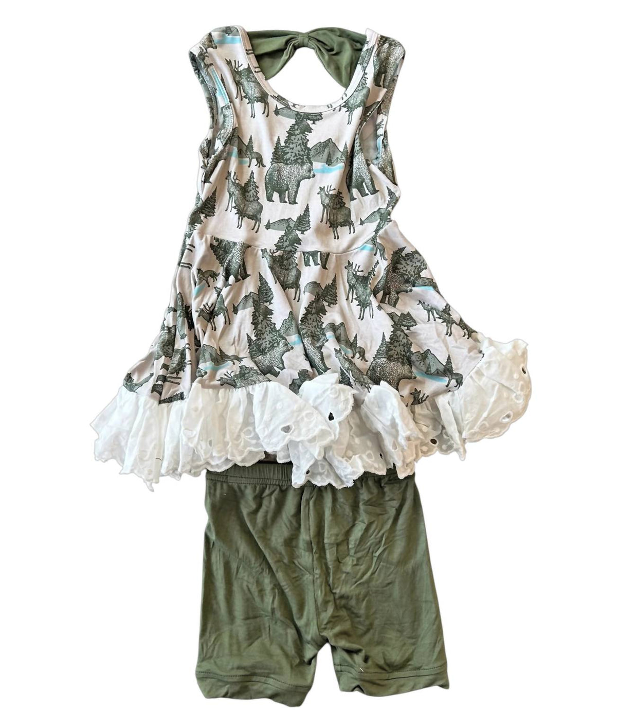 Laree + Co. - Girl's Samuel Woodland Animals Bamboo Short Sleeve Tunic and Short Set